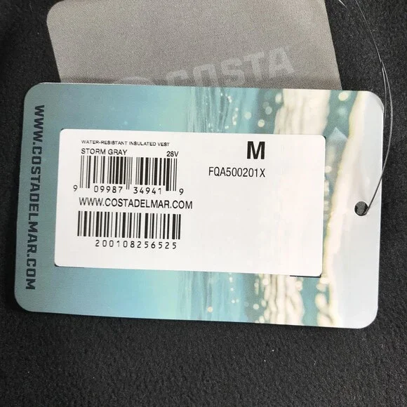 Costa Vest Mens Medium Gray Water-Resistant Insulated Storm Gray FQA500201X - Picture 5 of 10